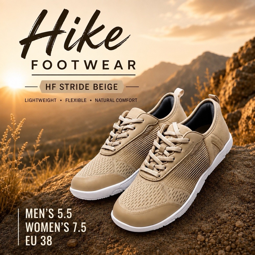 Hike Footwear HF Stride Ergonomic Shoe Sneaker Sz M5.5 W7.5 Beige EU 38